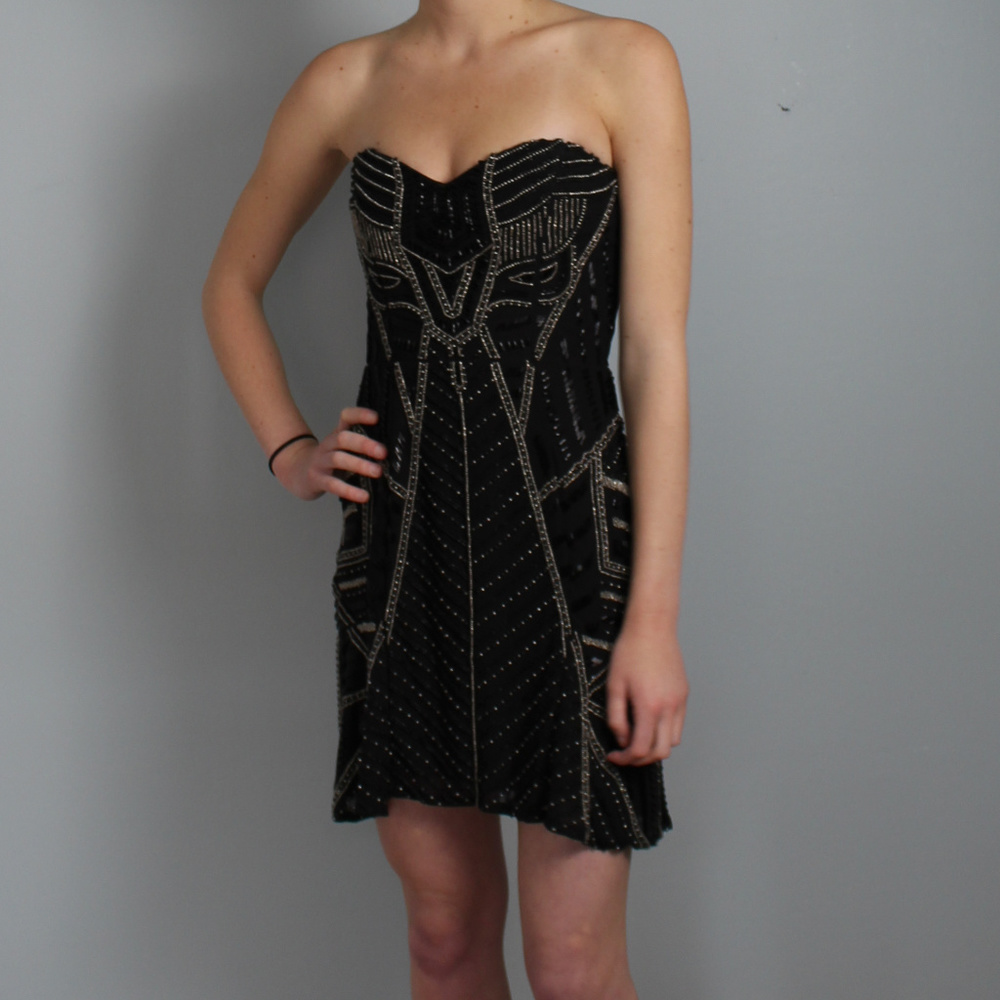 NWT beaded Strapless Parker black party prom Dress - Picture 2 of 8